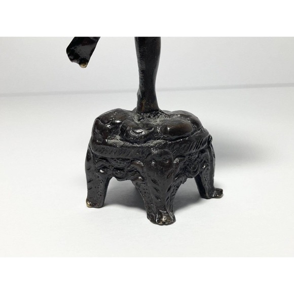 Antique Early 1900’s French Cherub Putti Playing Flute Bronze Statuette 5 3/4” - Picture 5 of 10